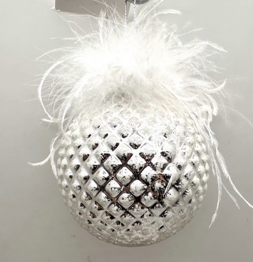 Glass Christmas ball with feather